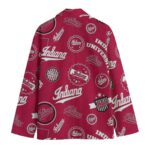 Indiana Casual Flat Lapel Collar Blazer – Crimson and Cream - Image 2