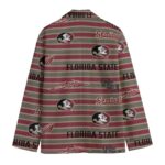 Florida State Seminoles Striped Casual Flat Lapel Collar Blazer – Garnet and Gold - Image 2