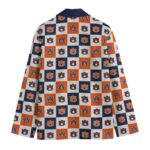 Casual Flat Lapel Auburn Tigers Collar Blazer – Navy Blue and Burnt Orange - Image 4