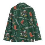 Miami Hurricanes Casual Flat Lapel Collar Blazer – Green and Orange - Image 2