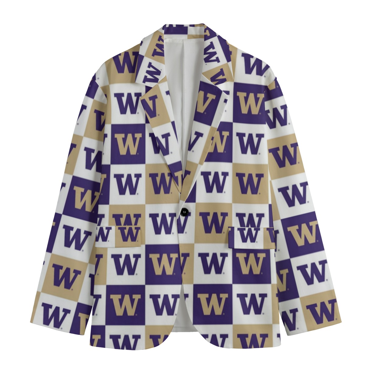 80873-72f283f5-72b1-49b6-9a38-078fcb92f587 Washington Huskies Casual Flat Lapel Collar Blazer – Purple and Gold - Image 1