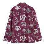 Texas A&M Aggies Casual Flat Lapel Collar Blazer – Maroon and White - Image 3