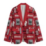 Nebraska Casual Flat Lapel Collar Blazer – Scarlet and Cream Cornhuskers