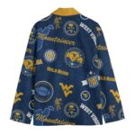 West Virginia Mountaineers Casual Flat Lapel Collar Blazer – Old Gold and Navy Blue - Image 2