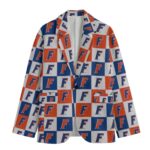 Florida Gators All-Over Print Casual Flat Lapel Collar Blazer – Royal Blue and Orange - Image 3