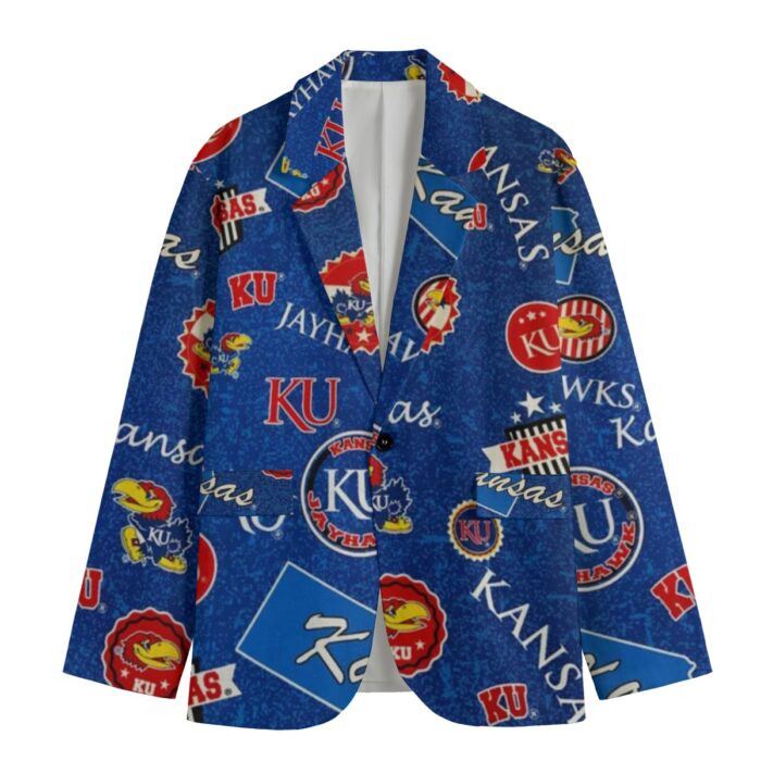 80873-9f440ab0-5b58-4438-972e-f5dce604482e-700x700 Kansas Jayhawks Casual Flat Lapel Collar Blazer – Royal Blue, Crimson Red and White - Image 1