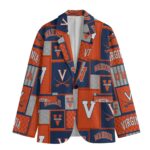 Virginia Cavaliers Casual Flat Lapel Collar Blazer – Navy Blue and Orange