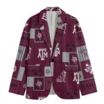 Texas A&M Aggies Casual Flat Lapel Collar Blazer – Maroon and White - Image 4