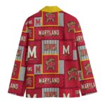 Maryland Terrapins Casual Flat Lapel Collar Blazer – Red, Black, Gold and White - Image 2
