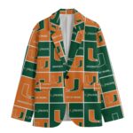 Miami Hurricanes Casual Flat Lapel Collar Blazer – Green and Orange