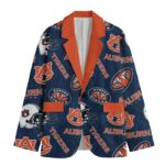 Auburn Tigers Flat Lapel Collar Blazer – Navy Blue and Burnt Orange - Image 3
