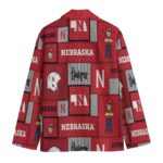 Nebraska Casual Flat Lapel Collar Blazer – Scarlet and Cream Cornhuskers - Image 2