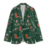 Miami Hurricanes Casual Flat Lapel Collar Blazer – Green and Orange