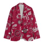 Indiana Casual Flat Lapel Collar Blazer – Crimson and Cream