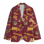 Minnesota Golden Gophers Casual Flat Lapel Collar Blazer – Maroon and Gold - Image 3