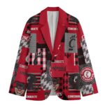 Cincinnati Bearcats Casual Flat Lapel Collar Blazer – Red and Black