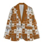 Texas Burnt Orange Checkerboard Game Day Blazer – Unisex College Football Statement Jacket - Image 4