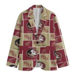 Florida State Seminoles Casual Flat Lapel Collar Blazer – Garnet and Gold