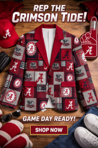 Alabama Crimson Patchwork Plaid Game Day Blazer – Unisex College Football Statement Jacket