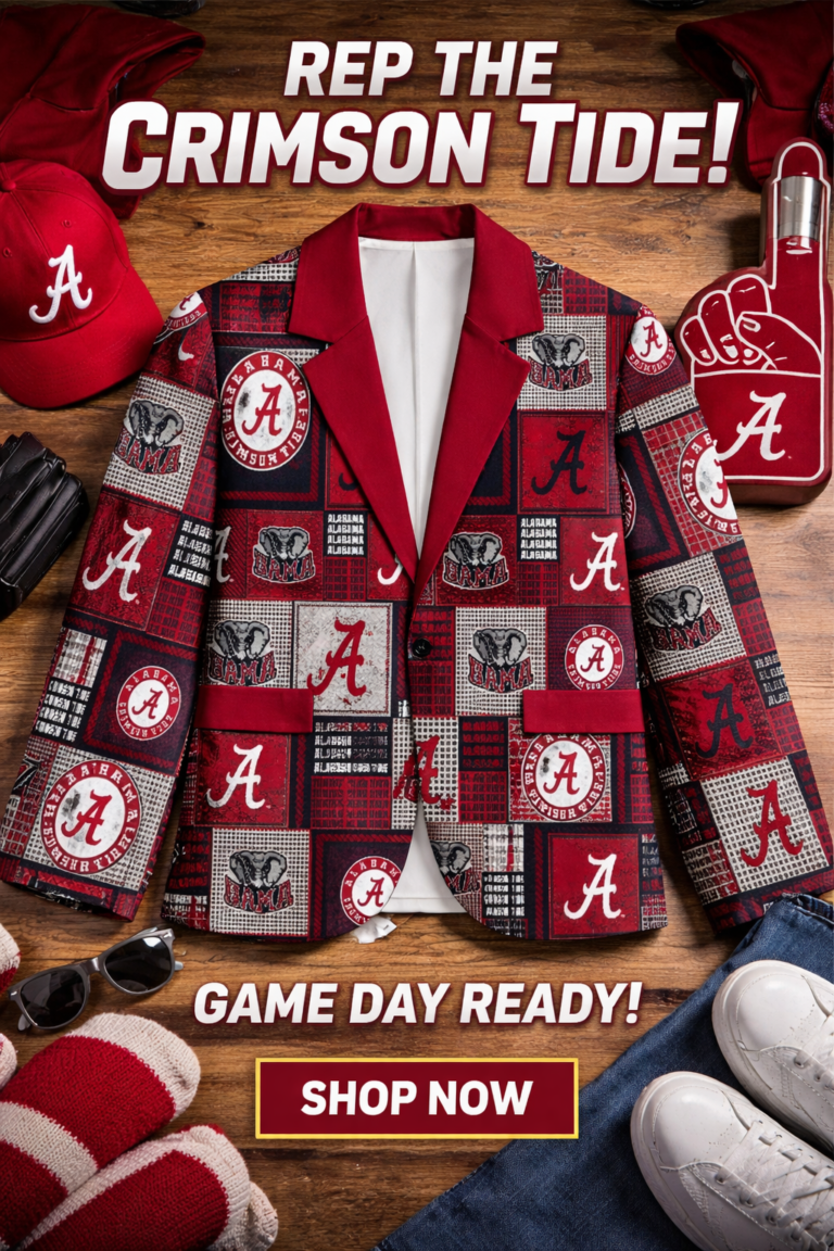 Alabama Crimson Patchwork Plaid Game Day Blazer – Unisex College Football Statement Jacket