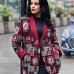 Alabama Crimson Patchwork Plaid Game Day Blazer – Unisex College Football Statement Jacket