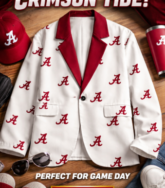 Alabama Crimson White Game Day Blazer – College Football Statement Jacket