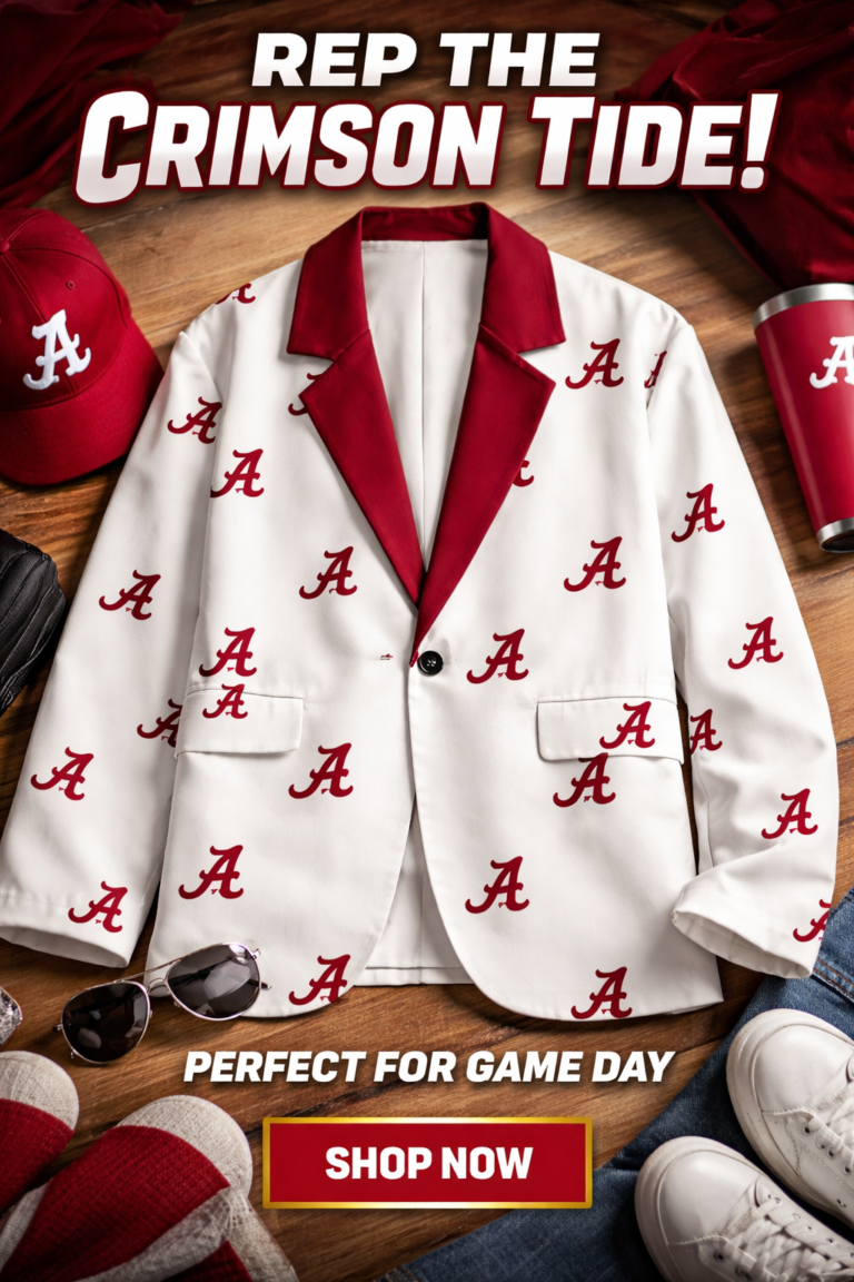 Alabama Crimson White Game Day Blazer – College Football Statement Jacket