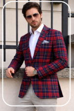🔴🔵 Arizona Heritage Tartan Plaid Blazer – Men’s Smart Casual Statement Jacket