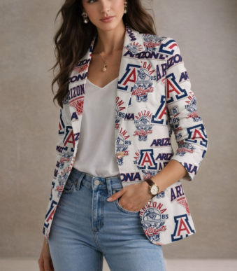 Arizona Wildcats Casual Flat Lapel Collar Blazer – Cardinal Red and Navy Blue