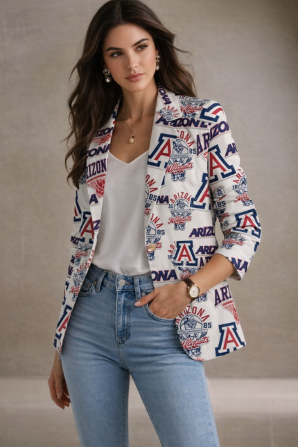 Arizona Wildcats Casual Flat Lapel Collar Blazer – Cardinal Red and Navy Blue