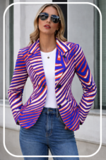Buffalo Bills Zebra Game Day Women Blazer Jacket Red White Blue Football Fan Style