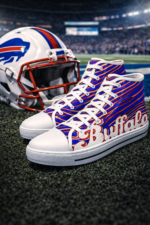 High-Top Buffalo Bills Inspired Sneakers – Blue & Red Athletic Street Shoes for Game Day Fans - Image 6