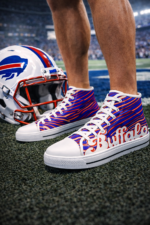 High-Top Buffalo Bills Inspired Sneakers – Blue & Red Athletic Street Shoes for Game Day Fans - Image 3