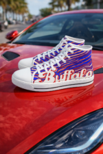 High-Top Buffalo Bills Inspired Sneakers – Blue & Red Athletic Street Shoes for Game Day Fans - Image 4