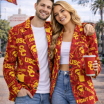 California Trojans Casual Flat Lapel Collar Blazer – Cardinal Red and Gold