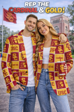 California Trojans Casual Flat Lapel Collar Blazer – Cardinal Red and Gold - Image 2