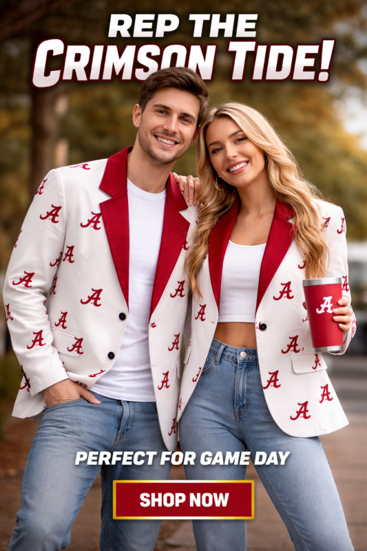 Alabama Crimson White Game Day Blazer – College Football Statement Jacket