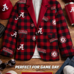 Alabama Crimson Game Day Plaid Blazer – Red & Black College Football Men’s Statement Jacket