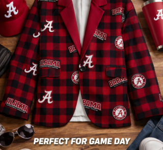 Alabama Crimson Game Day Plaid Blazer – Red & Black College Football Men’s Statement Jacket