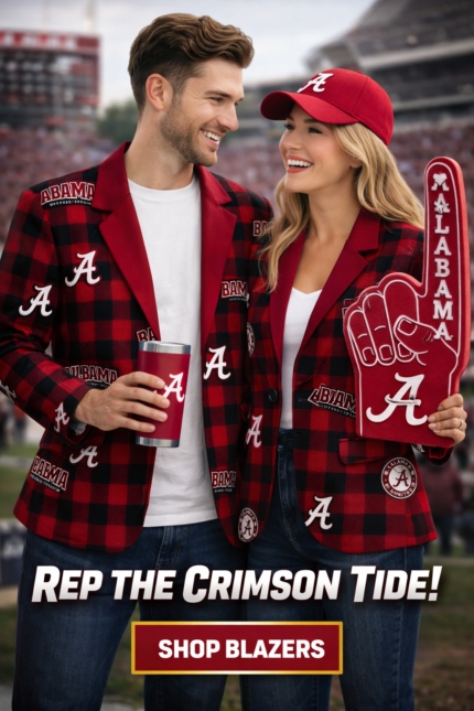Alabama Crimson Game Day Plaid Blazer – Red & Black College Football Men’s Statement Jacket