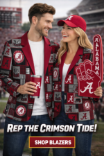 Alabama Crimson Patchwork Plaid Game Day Blazer – Unisex College Football Statement Jacket - Image 3