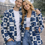 Penn State Navy White Checkerboard Game Day Blazer – Unisex College Football Statement Jacket
