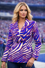 Buffalo Bills Zebra Game Day Women Blazer Jacket  Red White Blue Football Fan Style - Image 2