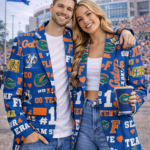 Florida Gators Casual Flat Lapel Collar Blazer – Royal Blue and Orange