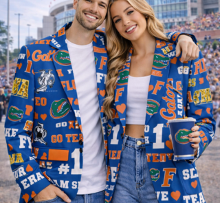 Florida Gators Casual Flat Lapel Collar Blazer – Royal Blue and Orange