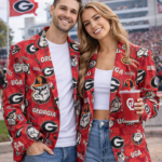 Georgia Bulldogs Red Game Day Blazer – Unisex College Football Statement Jacket