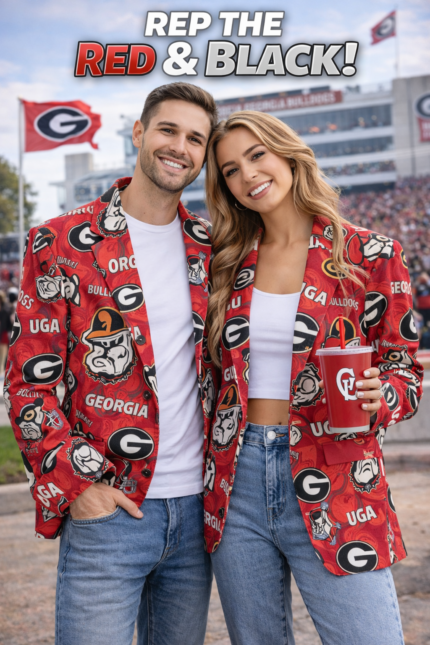Georgia Bulldogs Red Game Day Blazer – Unisex College Football Statement Jacket