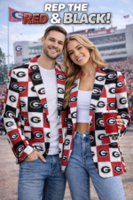 Georgia Red Black Checkerboard Game Day Blazer – Unisex College Football Statement Jacket