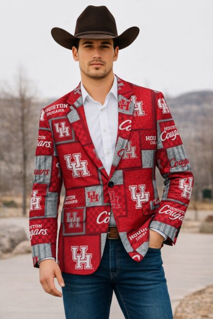 Houston Cougars Red, White & Grey Blazer – Bold College Game Day Style
