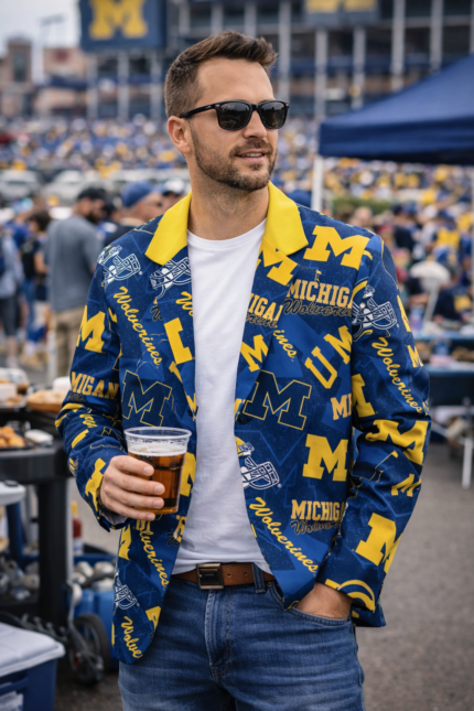 Michigan Wolverines Blue Yellow College Football Game Day Blazer